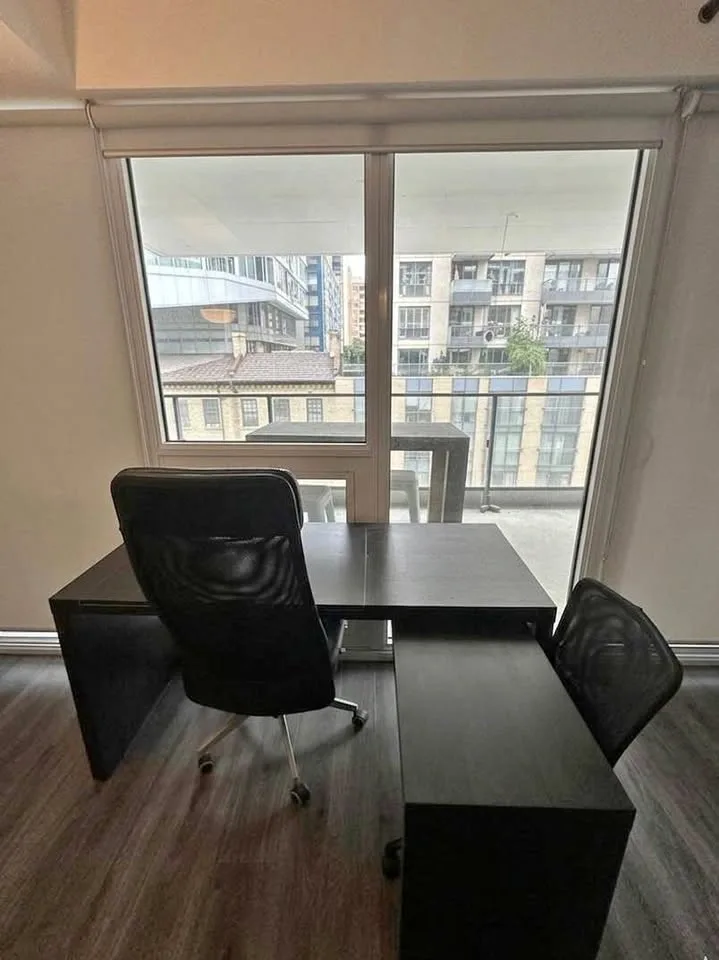 IKEA MALM Desk with Pull-out Panel and 2 Office Chairs
