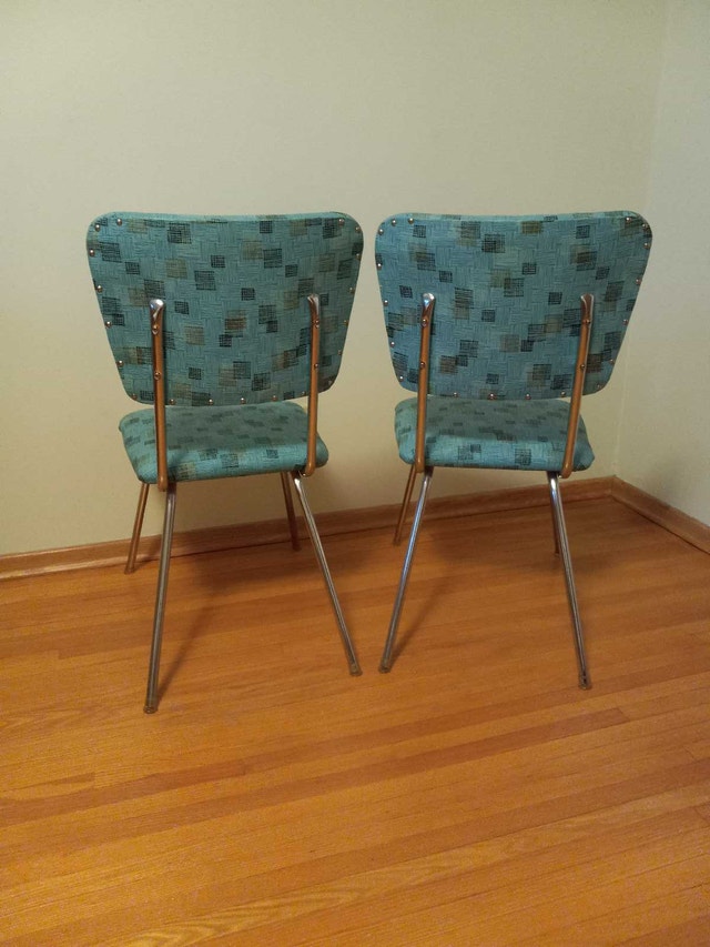 Retro Chrome Upholstered Dining Chairs (2) - photo 2