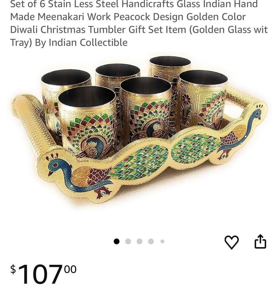 New Stock Peacock Steel Glasses with Tray - photo 4