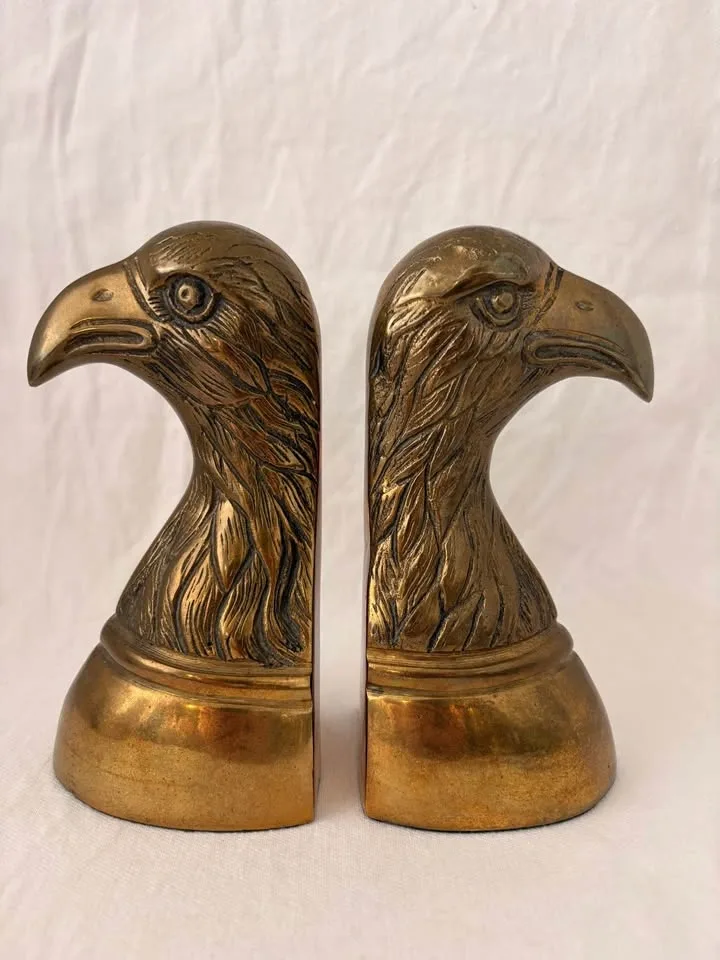 Vintage Brass Eagle Head Bookends - 6 ¾” H - photo 2
