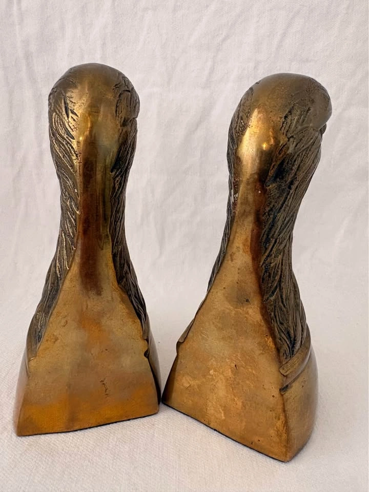Vintage Brass Eagle Head Bookends - 6 ¾” H - photo 3