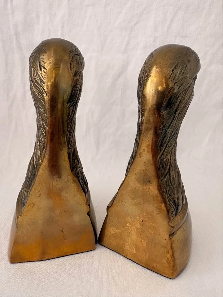 Vintage Brass Eagle Head Bookends - 6 ¾” H - photo 3