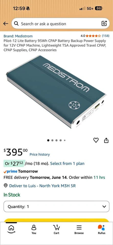 Medistrom Pilot-24 Lite CPAP Battery Backup Power Supply