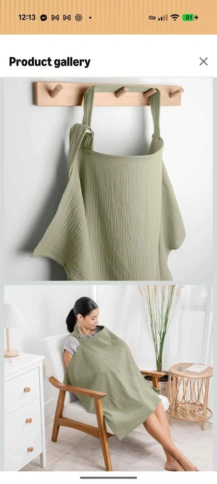 Muslin Breastfeeding Cover - Sage Green - photo 2