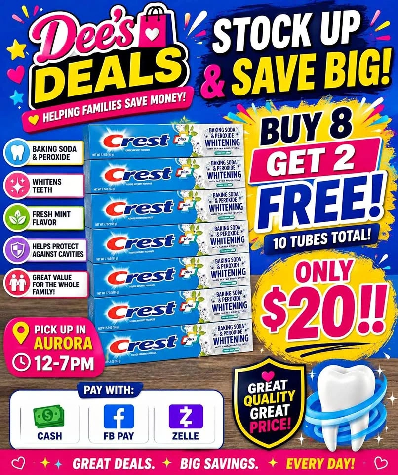 Big Crest sale: 4 for $10 or 10 for $20