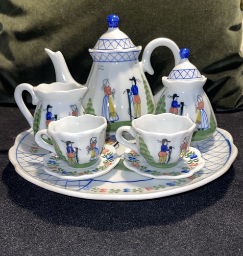 Hand Painted Folk Art~Child's -Decorative China 10 Piece Tea Set - photo 2
