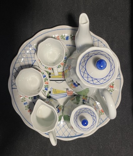 Hand Painted Folk Art~Child's -Decorative China 10 Piece Tea Set - photo 4