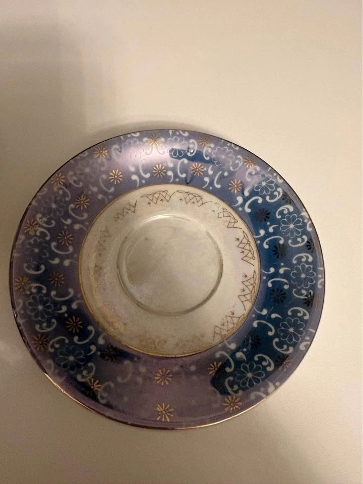 Vintage Japanese Blue Porcelain Teacup and Saucer Set - photo 3