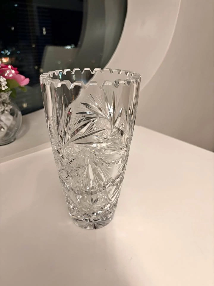 Vintage Cut Crystal Starburst Vase