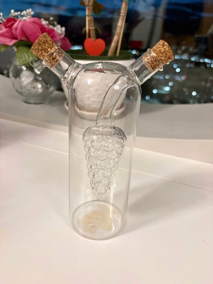Glass Grape Cluster Oil and Vinegar Cruet