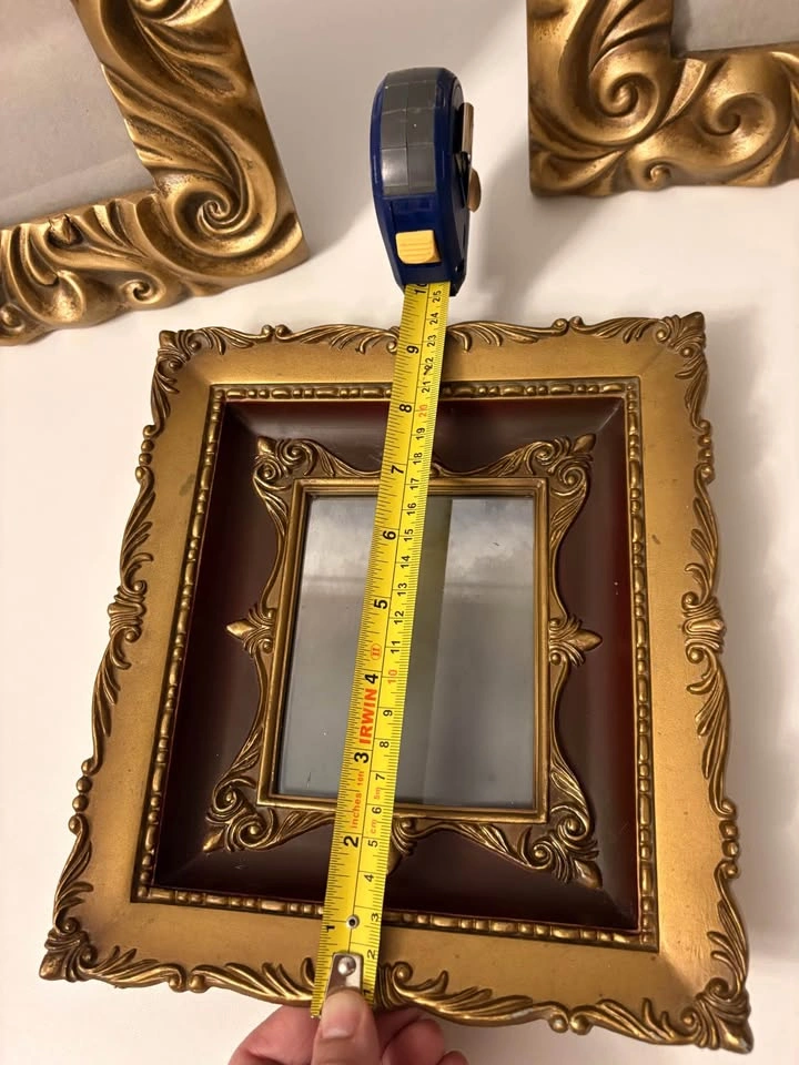 Set of 3 Gold Ornate Picture Frames and Mirror - photo 5