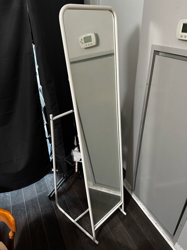 Full Length Standing Mirror with Storage Hooks
