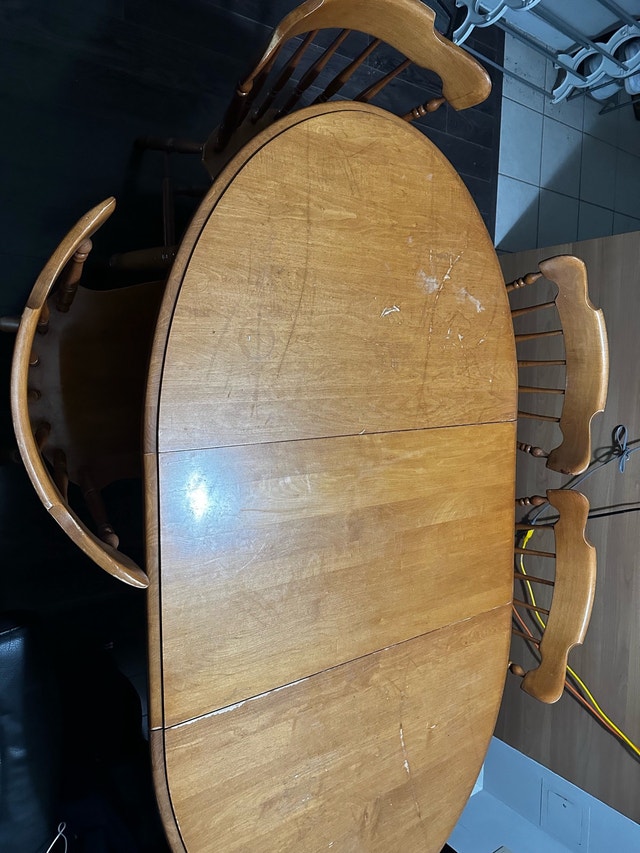 Wood Expandable Dining Table + 4 Matching Chairs - photo 2