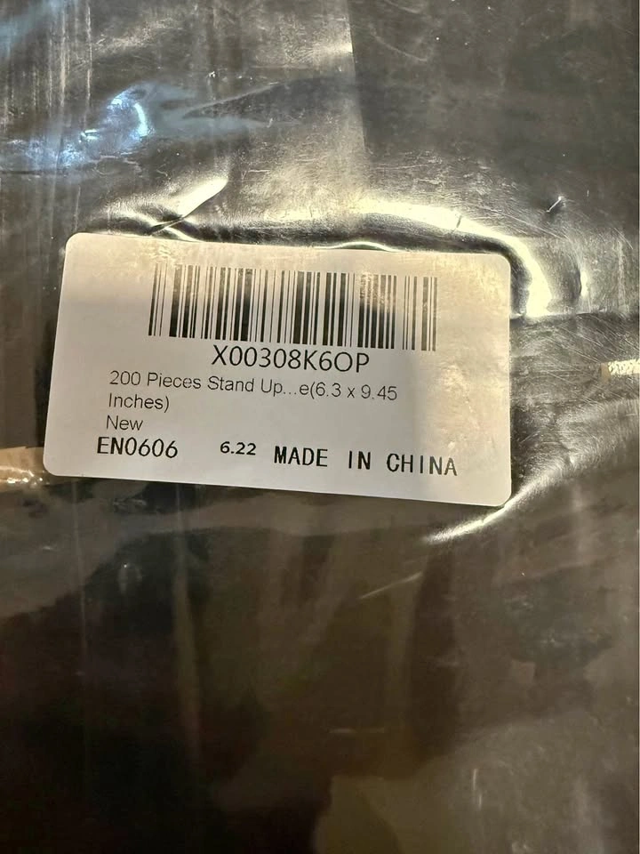 200 6.3 by 9.45 inch stand up black plastic bags