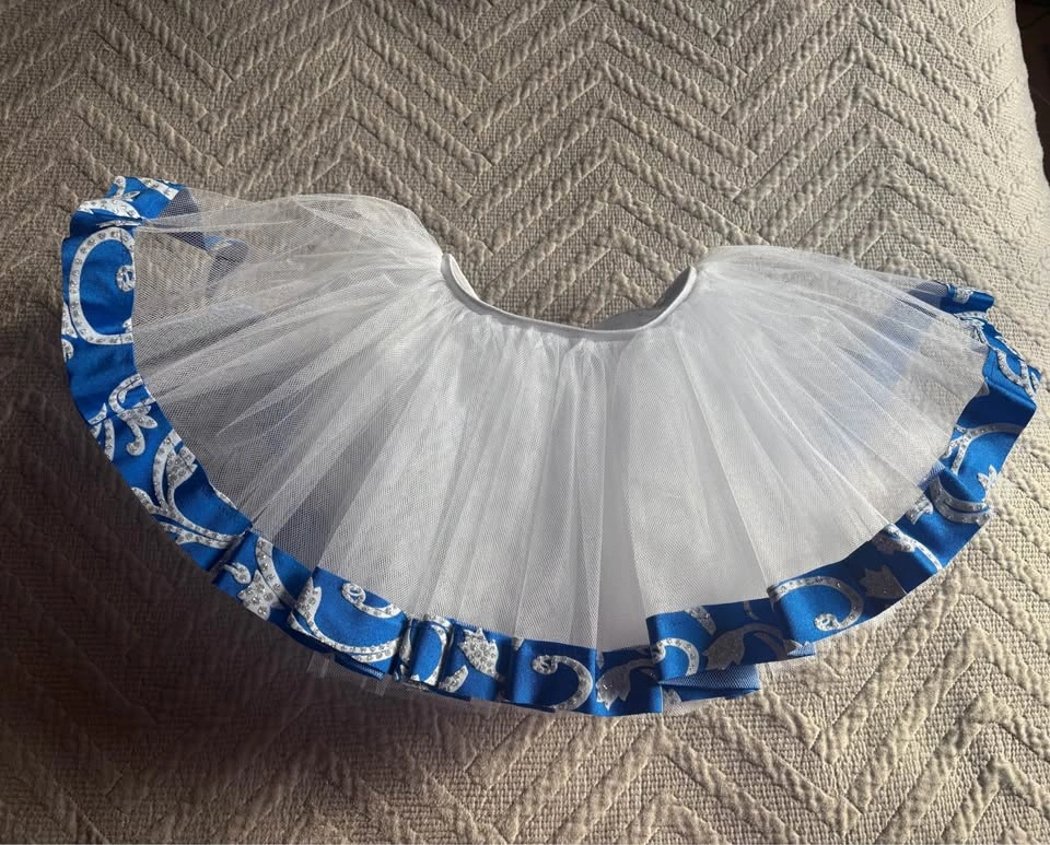 Jazzamatazz Girls Blue White Dance Leotard Tutu Scrunchie Set 7- - photo 3
