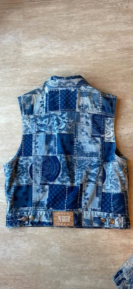 Vintage Lee Gossip Denim Patchwork Skirt & Matching Vest Set - photo 5