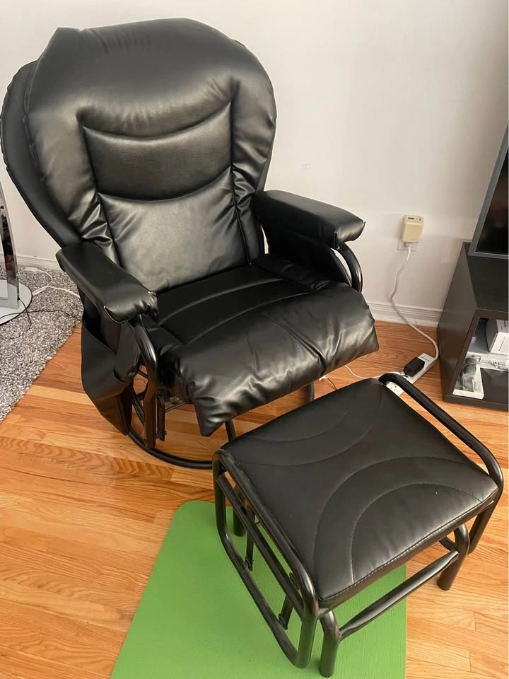 Black Padded Glider Rocking Chair with Matching Ottoman - photo 2