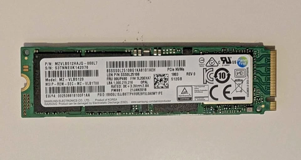 Samsung PM981 512GB NVMe M.2 2280 SSD