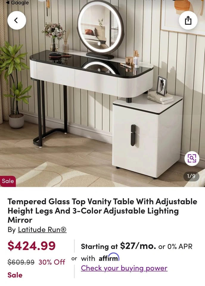 Modern LED Vanity Table Set with Adjustable Mirror & Storage - photo 2