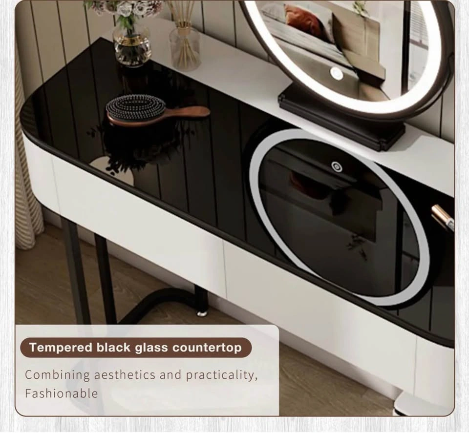 Modern LED Vanity Table Set with Adjustable Mirror & Storage - photo 5