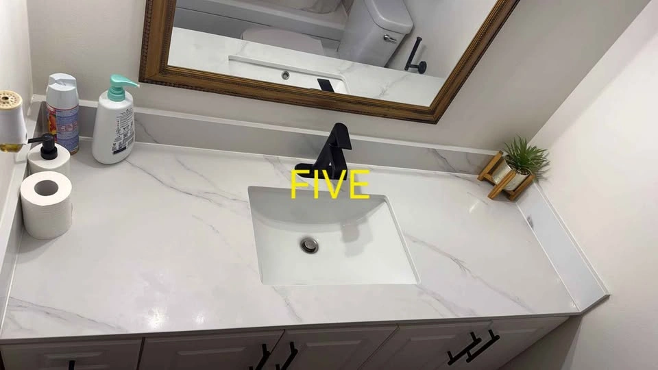 Vanity with quartz countertop + Black Mirrored Medicine Cabinet - photo 2