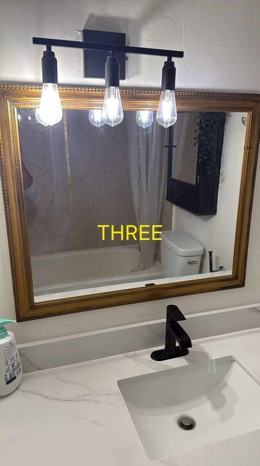 Vanity with quartz countertop + Black Mirrored Medicine Cabinet - photo 3