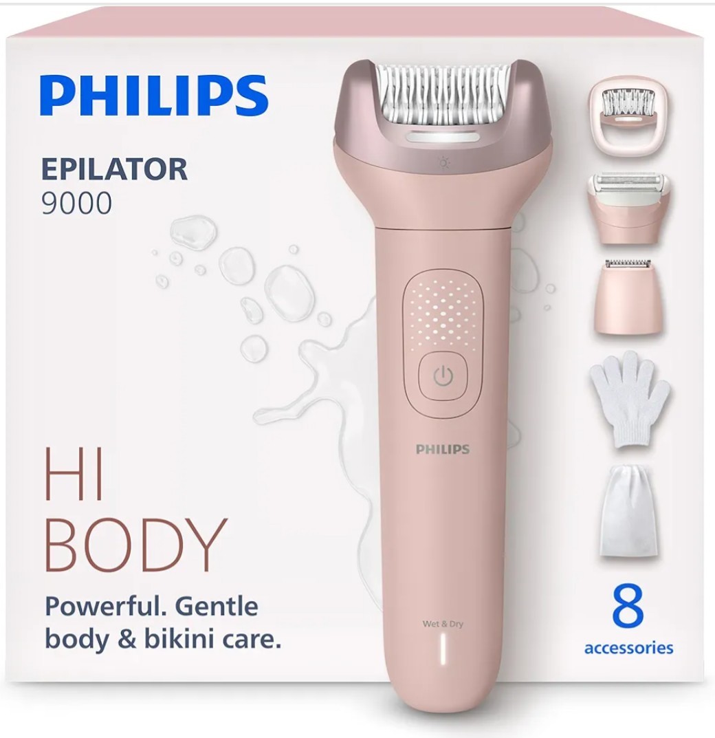 Cordless Electric Epilator Wet Dry Series 9000 8 Accessories Phi