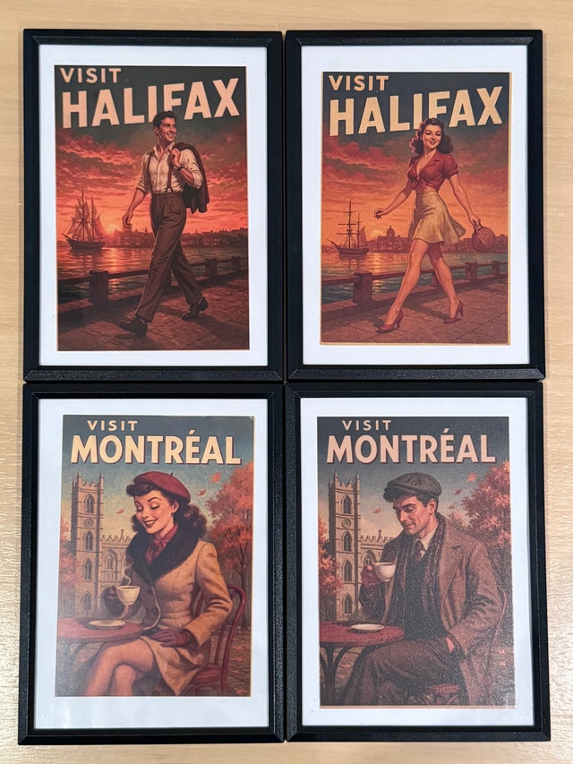 Framed Canadian City Travel Pinup Girls