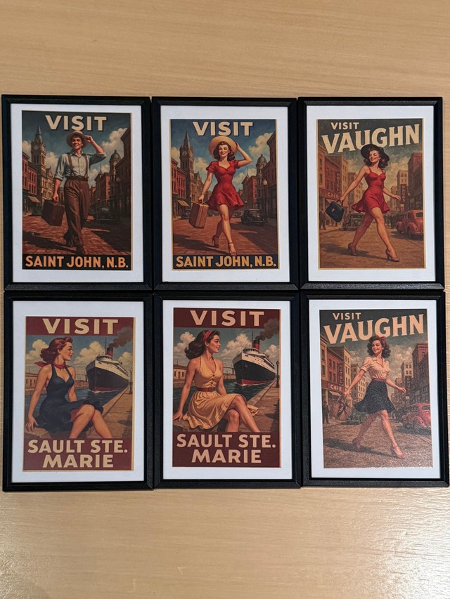 Framed Canadian City Travel Pinup Girls - photo 3