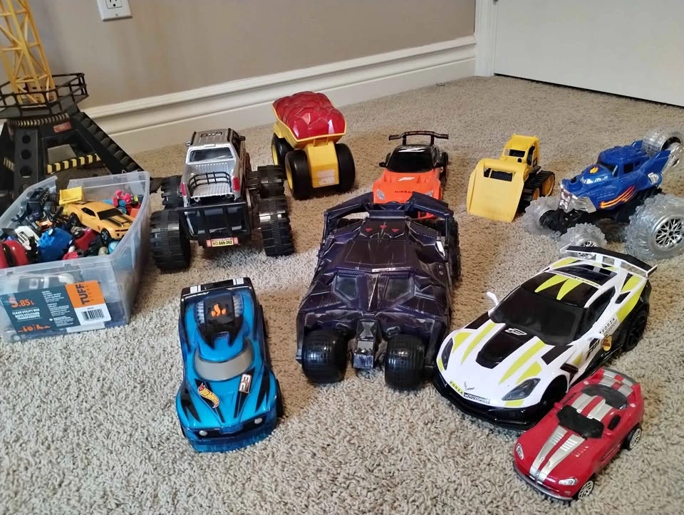 Large Toy Crane and New Bright RC Cars Lot