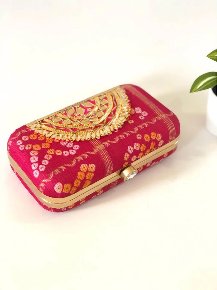 Bandhani print fabric clutch/sling bag - photo 2