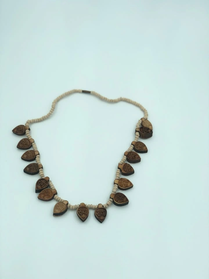 Radha Tulsi Mala - Engraved Wooden Bead Necklace - photo 2