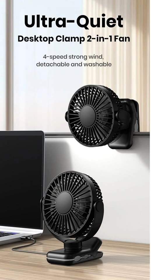 Portable Clip Fan USB Desk Fan with 3 Speeds - photo 4
