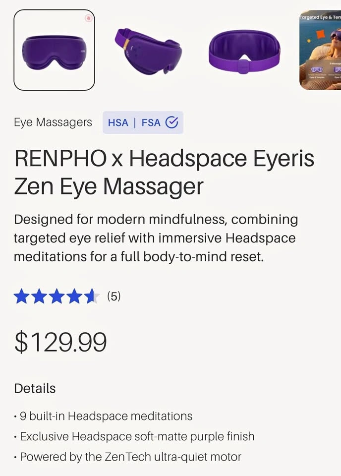 Renpho eye massager and meditation system