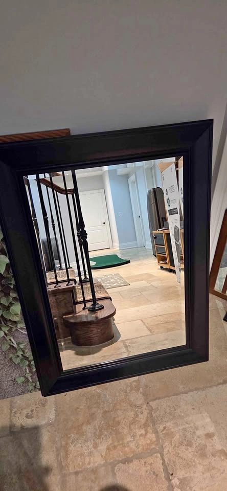 Black Framed beveled mirror