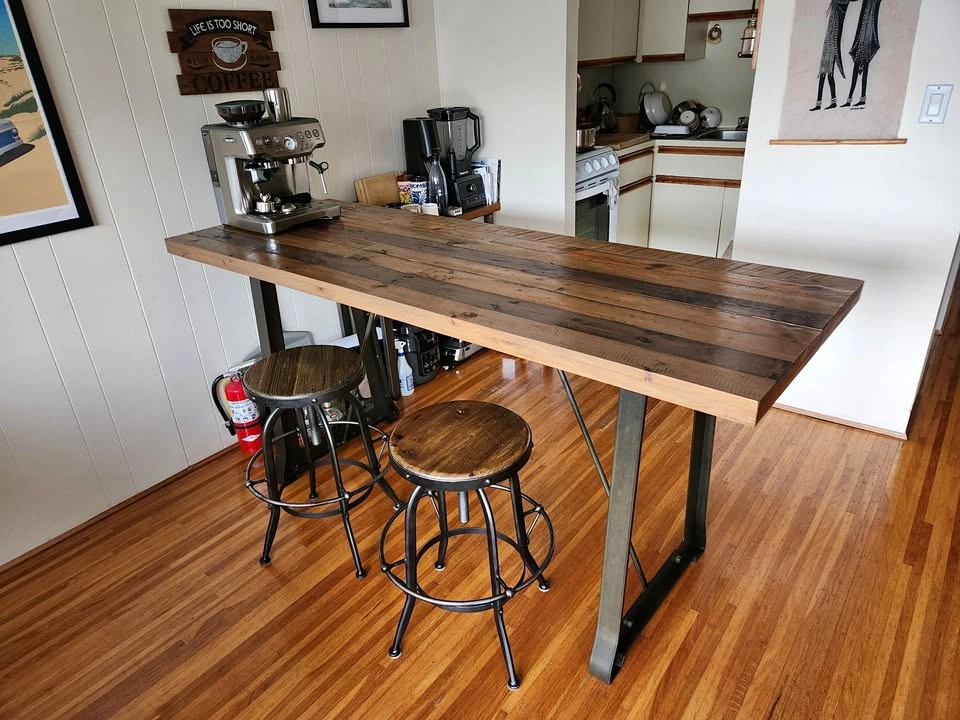 Urban Barn Industrial Counter Table - Recycled Pine & Metal