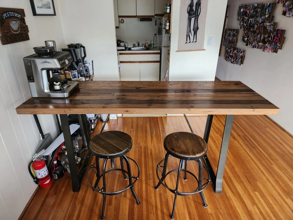 Urban Barn Industrial Counter Table - Recycled Pine & Metal - photo 2