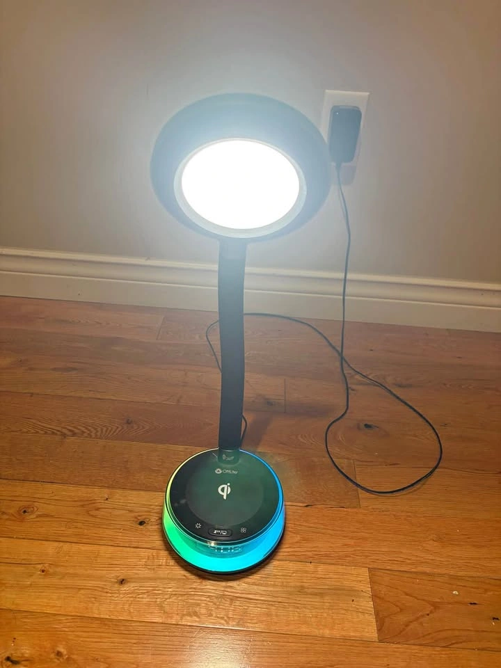 OttLite Desk Lamp with Wireless Charging + Clock