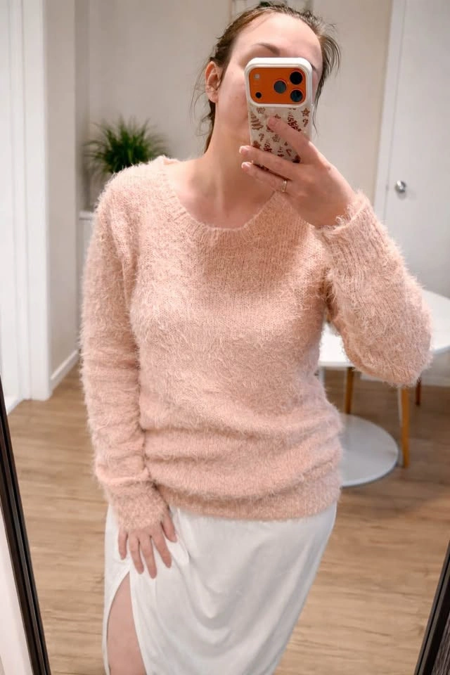 Molly Bracken Lace-Up Back Fuzzy Sweater - Size M/L - photo 4