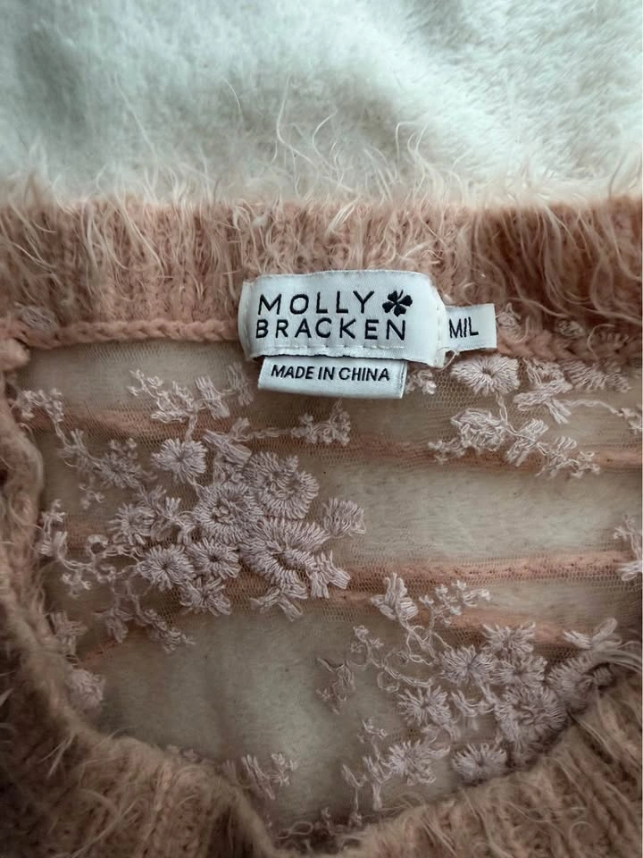 Molly Bracken Lace-Up Back Fuzzy Sweater - Size M/L - photo 5
