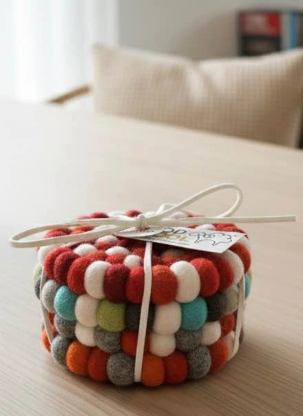 Hand-Felted Wool Coaster Set (4-Pack) - photo 2