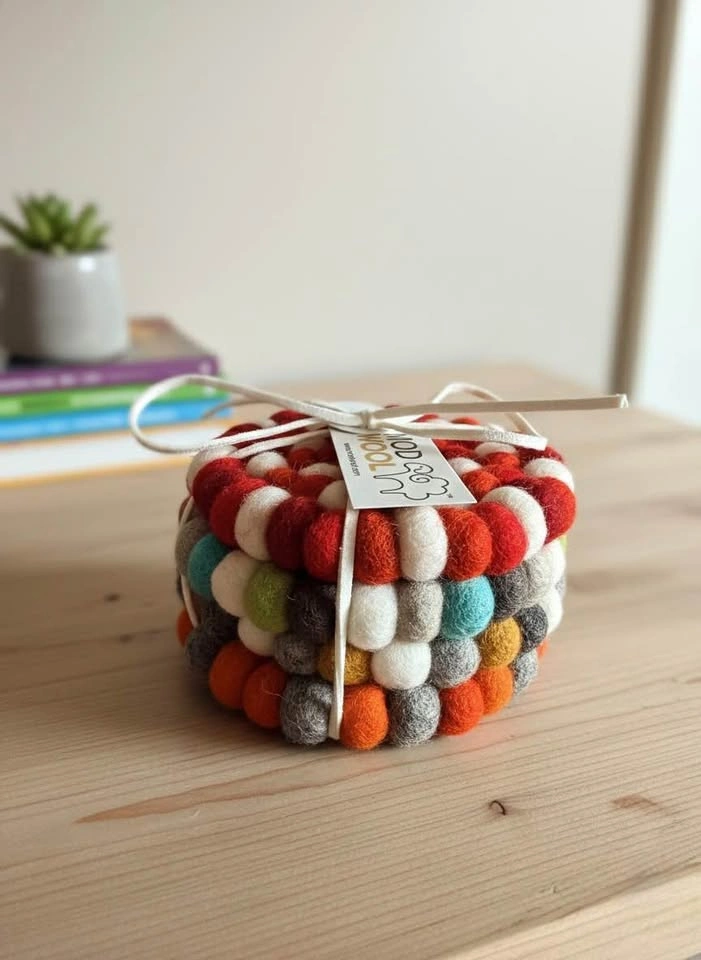 Hand-Felted Wool Coaster Set (4-Pack) - photo 3