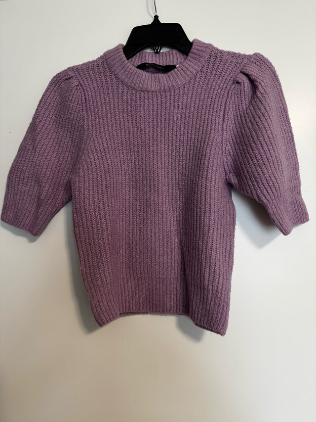 Femme Purple Puff Sleeve Sweater