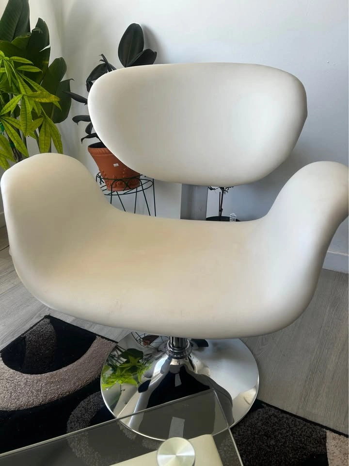 Modern White Accent Chairs & Glass Coffee Table Set - photo 3