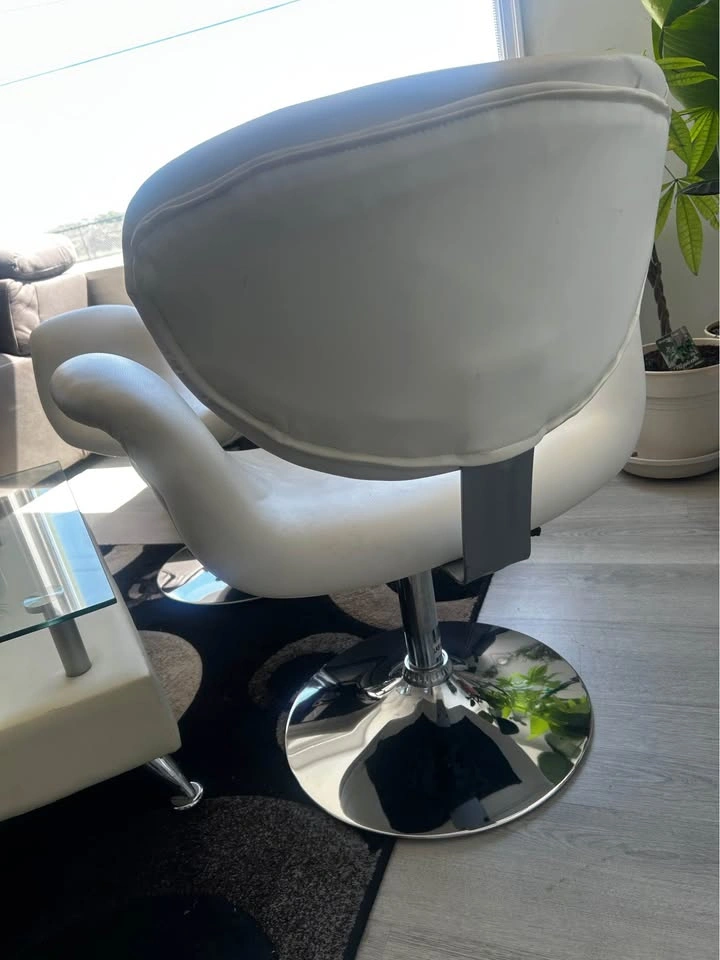 Modern White Accent Chairs & Glass Coffee Table Set - photo 5