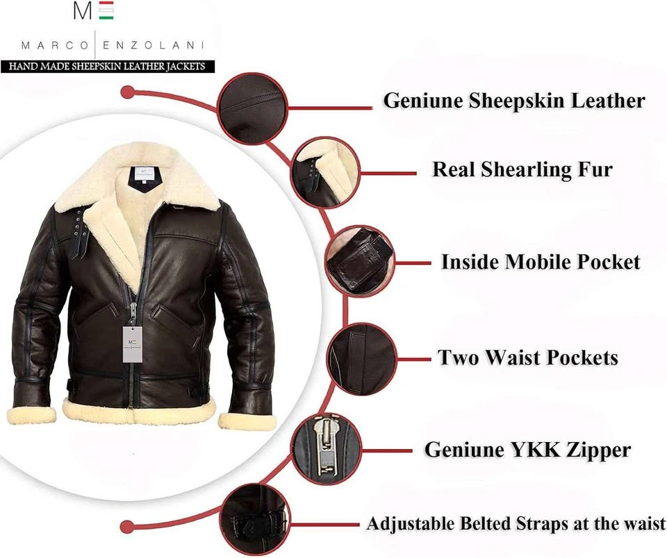 GENUINE LEATHER Marco Enzolani Bomber Aviator Jacket - photo 5