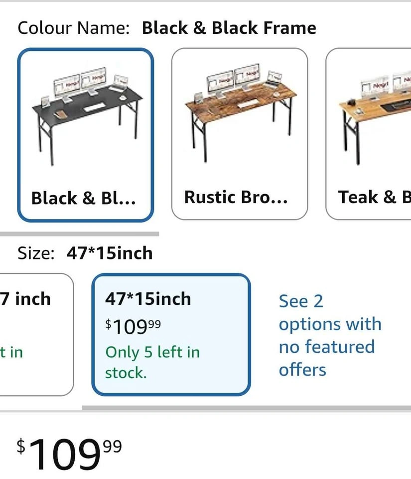 NEW Black Folding Computer Desk 47 inch - photo 2