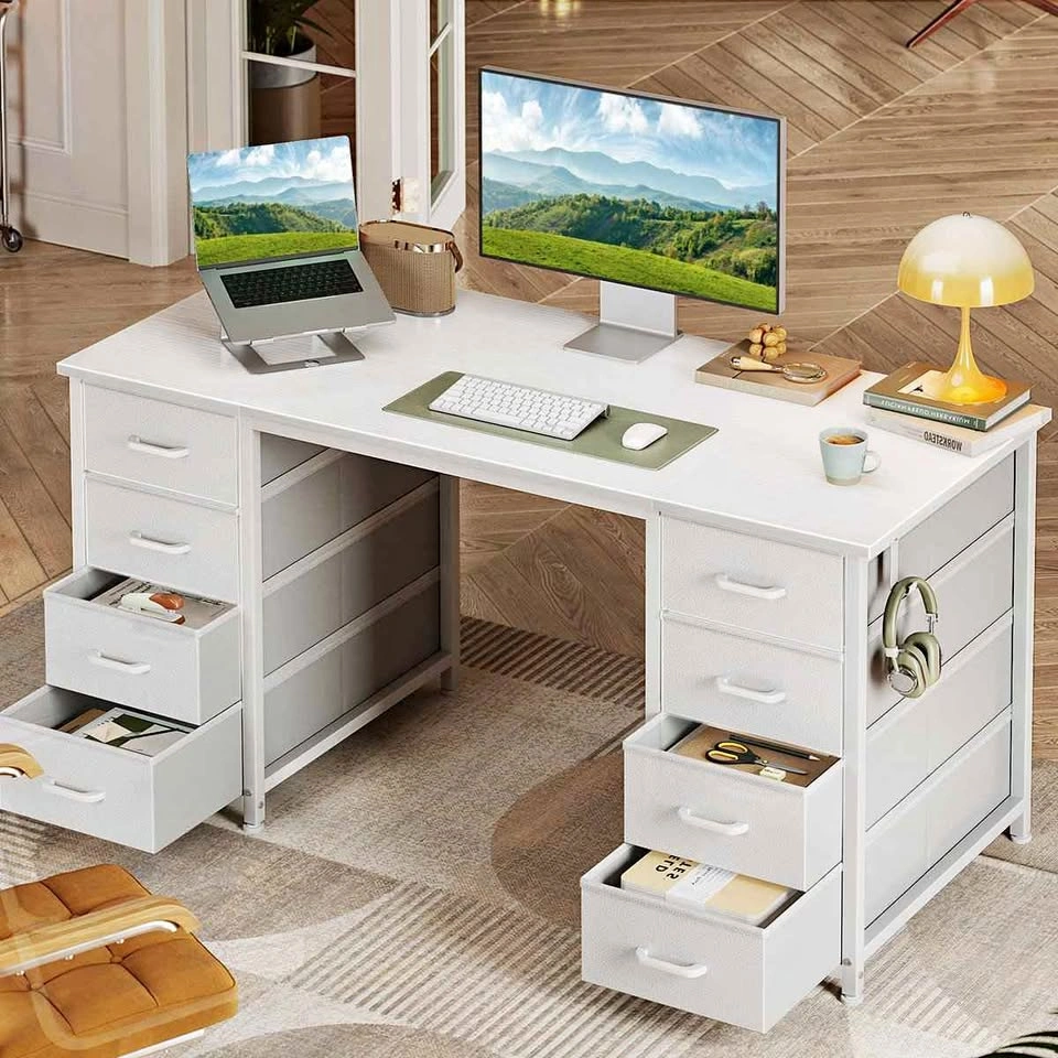 NEW White Desk with 8 Drawers