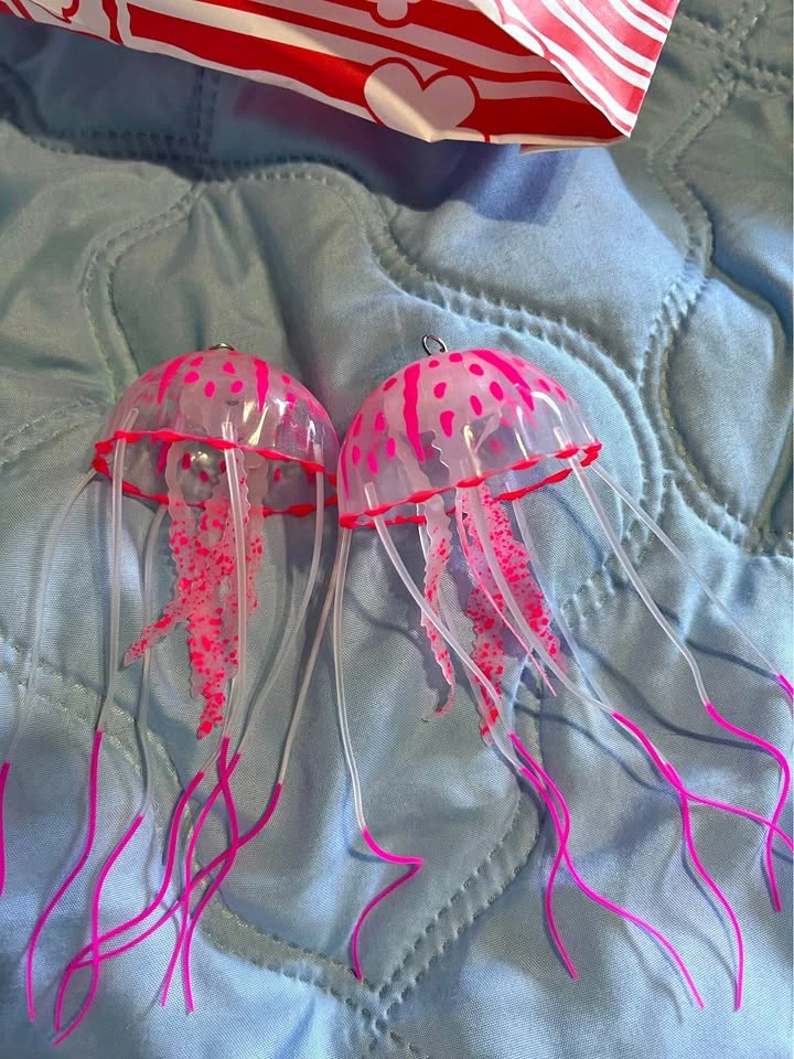 Pink jellyfish earrings