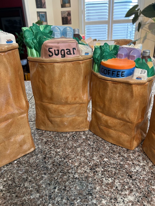 Canister Set, UNIQUE, RARE, Grocery Bag Design - photo 3